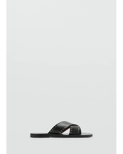 Mango Gray Studded Leather Sandals