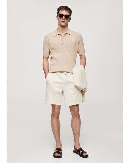Mango Natural Knit Cotton Polo Shirt for men