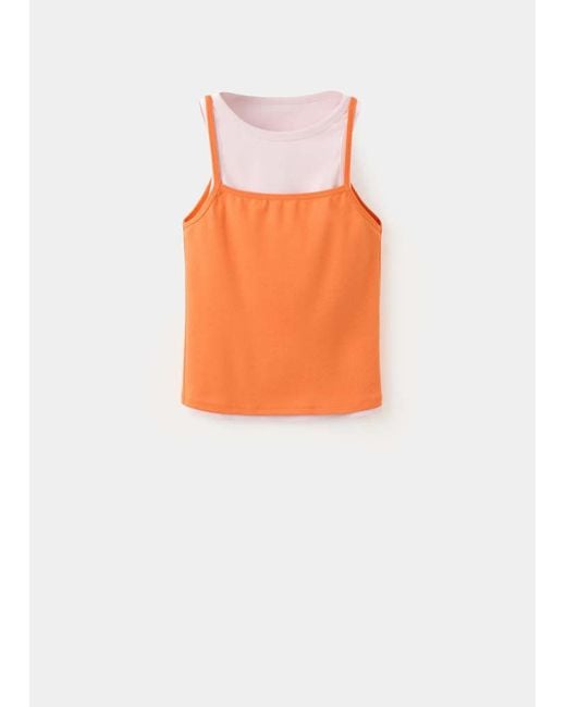 Mango White Combination Top With Thin Straps