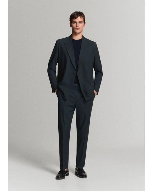 Mango Blue Boston Regular-Fit Double-Breasted Suit Jacket for men