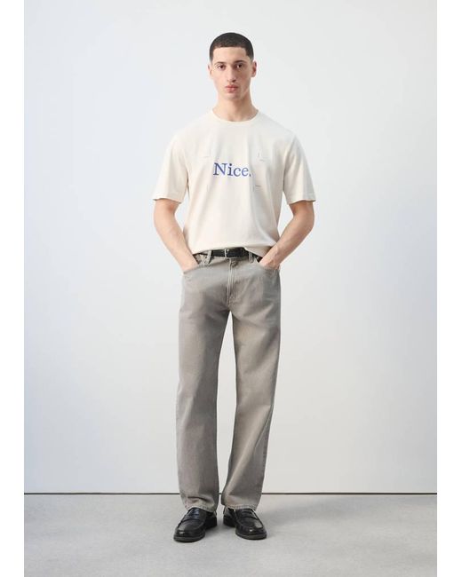 Mango Gray 100% Cotton Printed T-Shirt for men