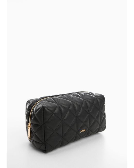 Mango Gray Quilted Toiletry Bag With Logo