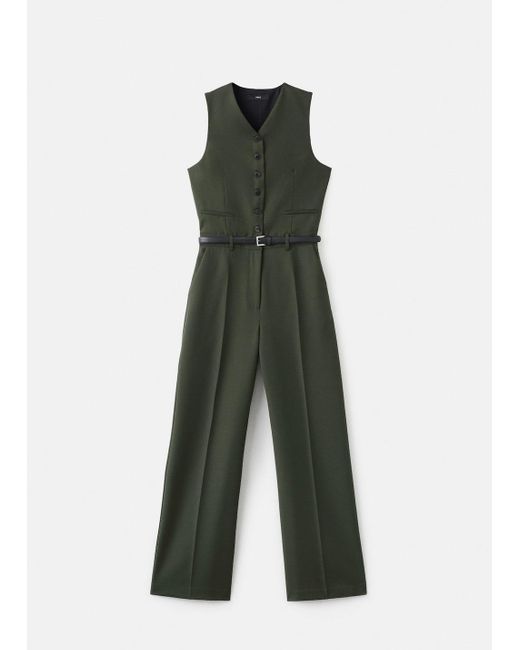 Mango Green Suit-Style Jumpsuit With Suit