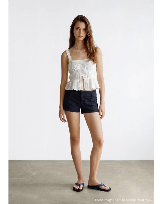 MANGO TEEN White Low-Waist Mini Shorts