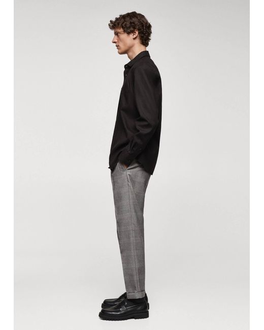 Mango Black Check Pleated Trousers for men
