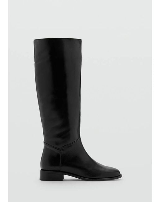Mango Brown Leather High Boots