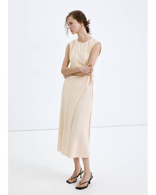 Mango Natural Crossed Linen-Blend Dress