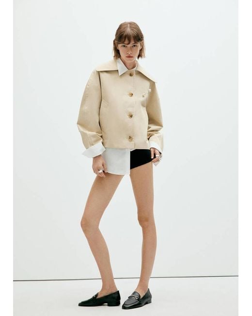 Mango Natural Waxed Short Trench Coat