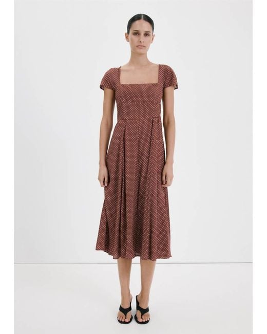 Mango Brown A-Line Polka-Dot Dress