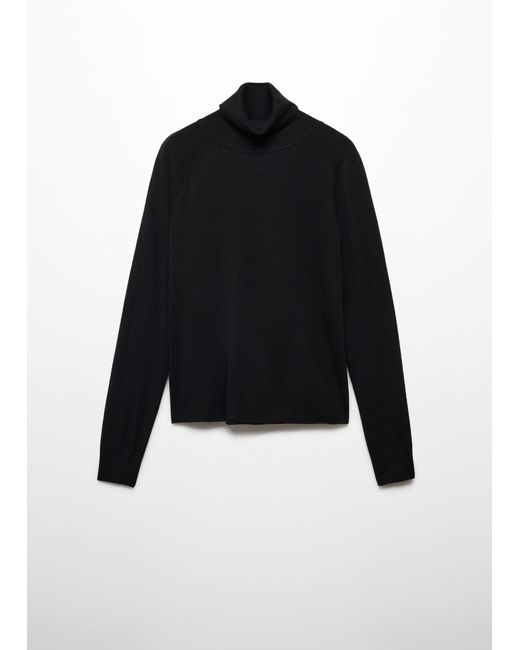 Mango Black Fine-knit Turtleneck Sweater
