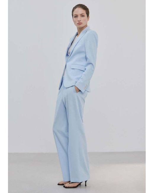 Mango Blue Straight Suit Trousers