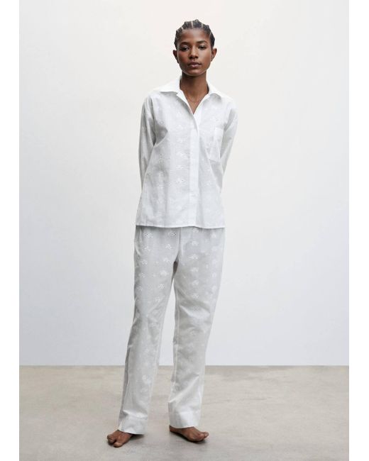 Pantaloni pigiama dettagli traforati di Mango in Bianco | Lyst