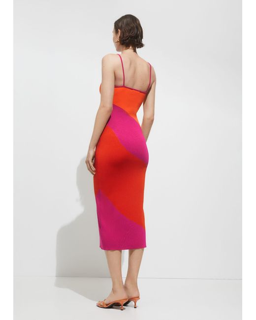 Mango Red Printed Knit Dress