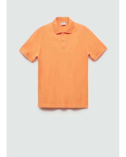 Mango White 100% Cotton Pique Polo Shirt Pastel for men