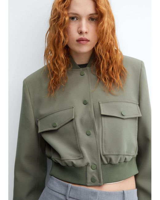Mango green bomber jacket Clearance