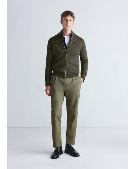 Mango Green Comfort Stretch Knit Cardigan for men