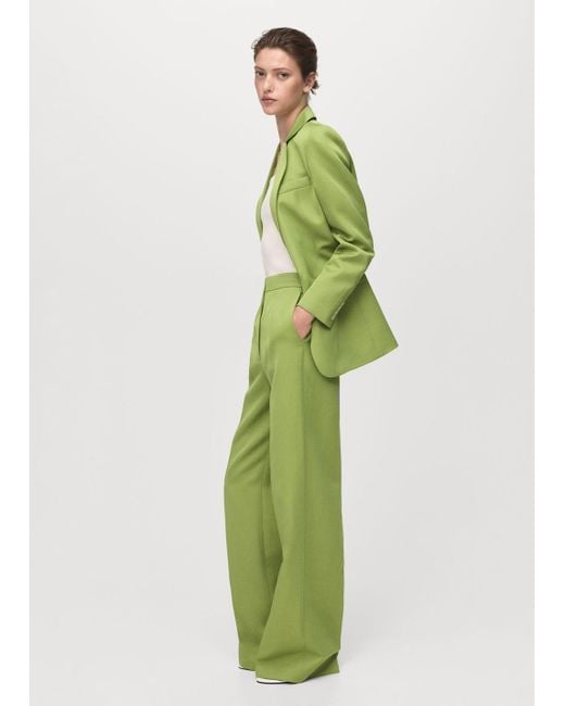 Mango Green Gerade Anzughose Aus Leinengemisch