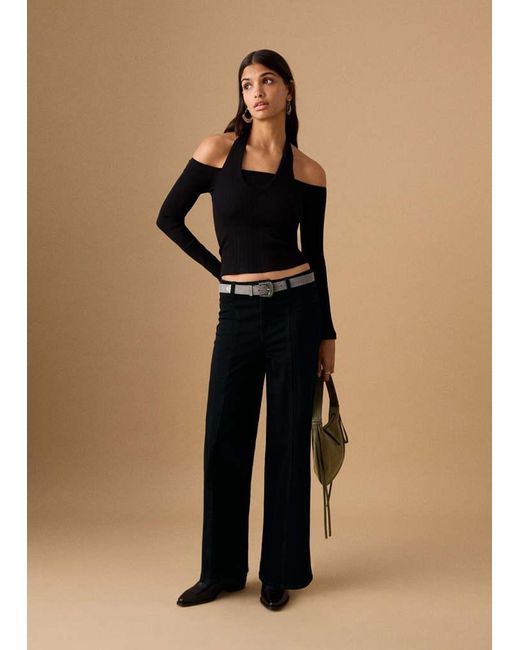 MANGO TEEN Multicolor Wide-Leg Jeans With Seam Detail
