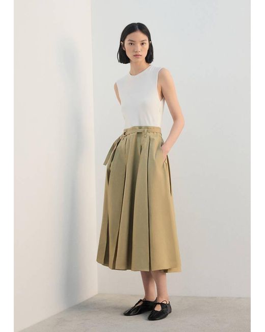 Mango Natural Flared Midi-Dress With Belt