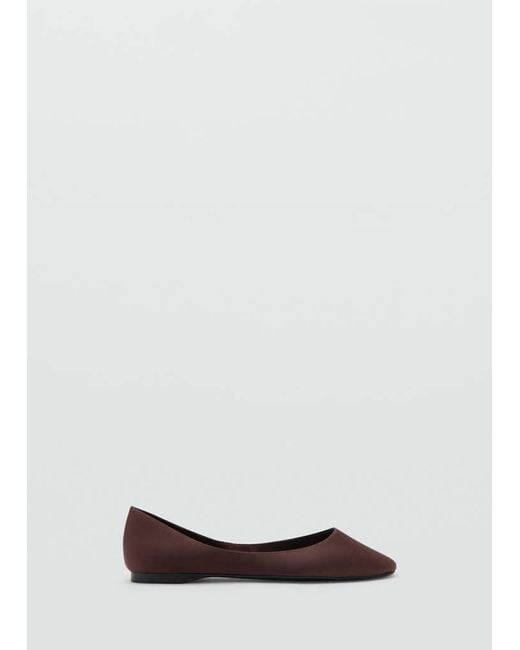 Mango White Satin Ballerina Flat