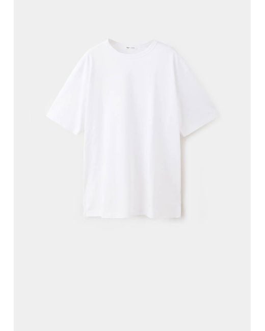 MANGO TEEN White Patch Cotton T-Shirt for men