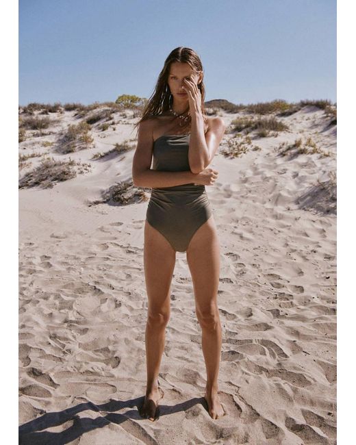 Mango Green Draped Asymmetric Swimsuit