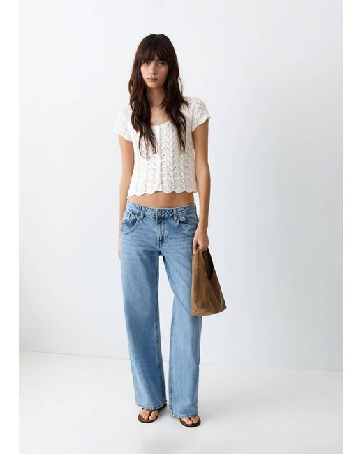 MANGO TEEN Blue Openwork Knit Top