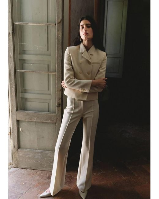 Mango Green Short Double-Breasted Jacket