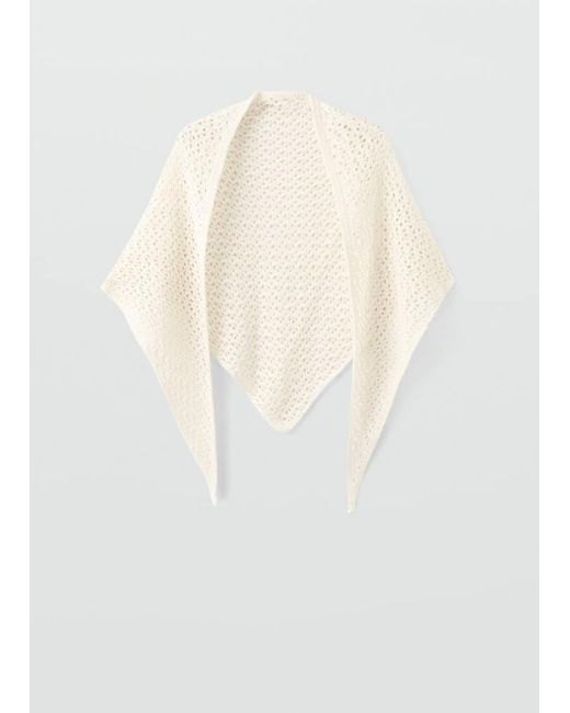 Mango Natural Openwork Knit Shawl