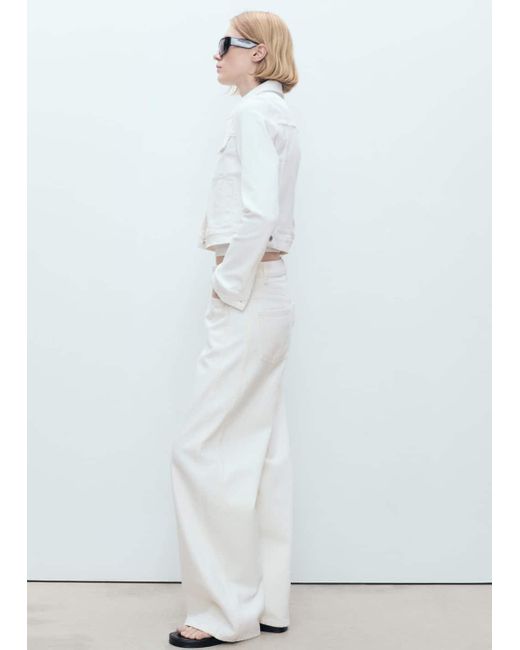 Mango White Crop Denim Jacket
