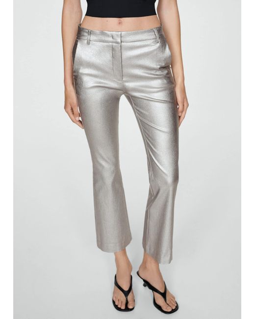 Mango Gray Metallic Flared Trousers