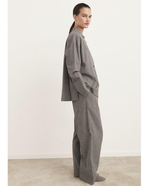 Mango Gray Zweiteiliges Pyjama Aus Baumwolle Mit Vichy-Karo