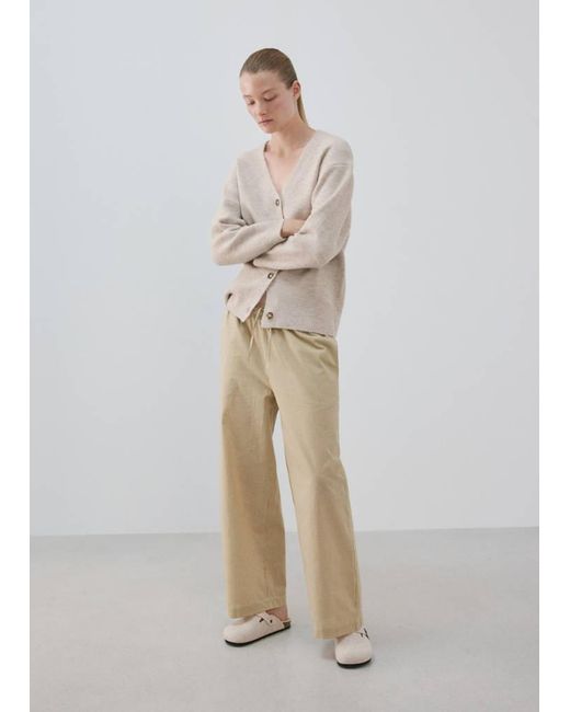 Mango Natural V-Neck Knitted Cardigan