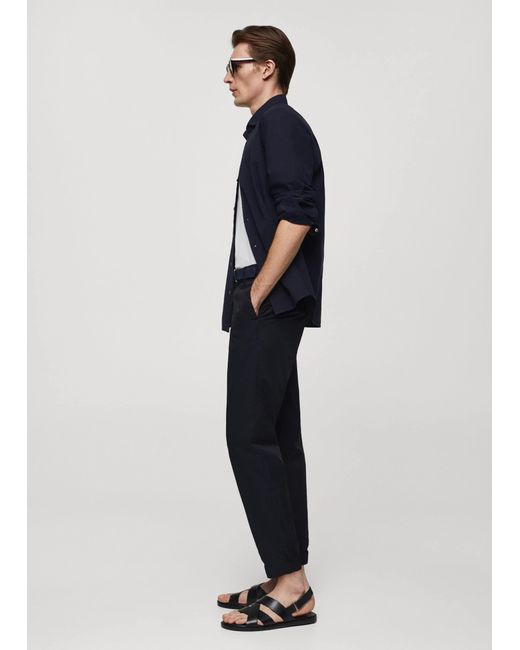 Mango Blue 100% Slim-fit Cotton Trousers Dark for men