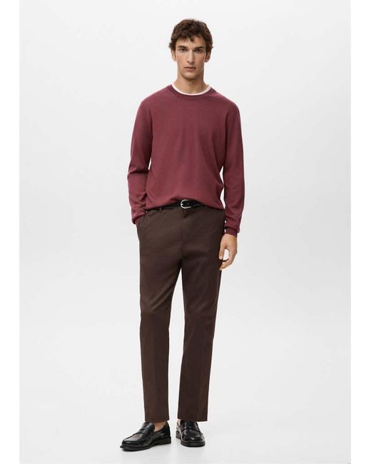 Mango Red 100% Wool Fine-Knit Sweater for men