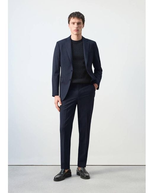Mango Blue Turin 100% Wool Suit Trousers for men