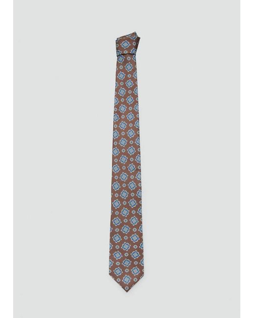 Mango Brown Printed Silk Tie for men