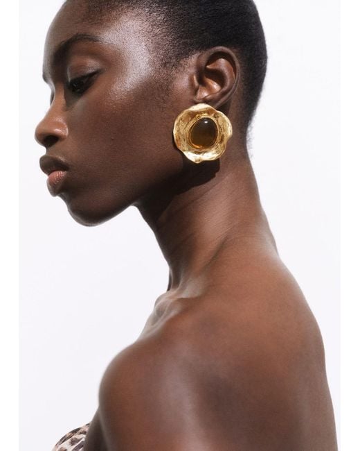 Mango Brown Combined Textured Resin Earrings