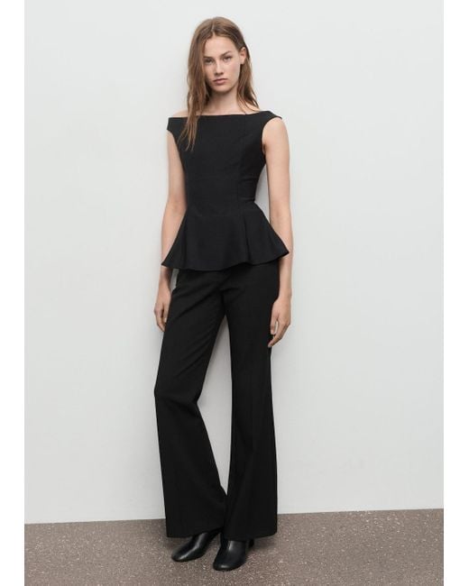 Mango Black Strapless Peplum Top