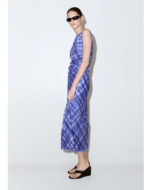 Mango Blue 100% Cotton Print Dress