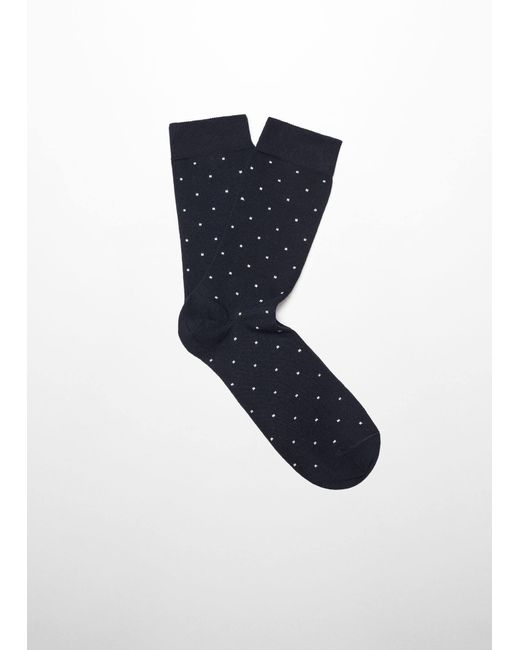 Mango Blue Cotton Socks With Embroidered Detail Dark for men