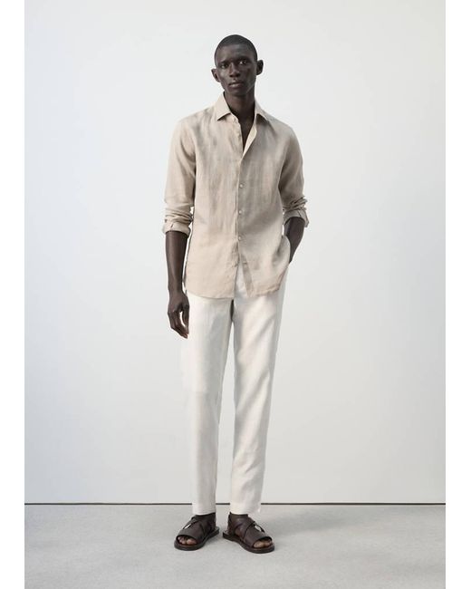 Mango White 100% Linen Slim-Fit Shirt for men