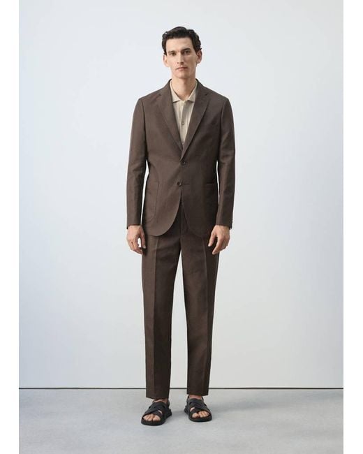Mango Gray Slim Fit Lyocell Linen Suit Jacket for men