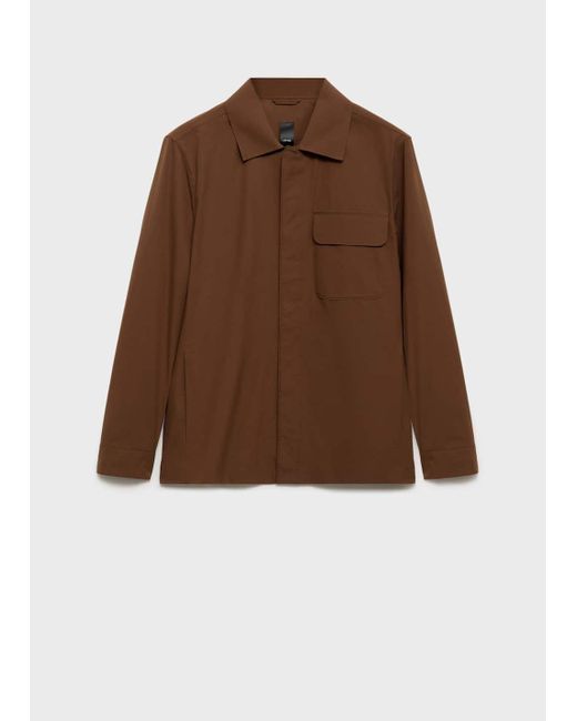 Mango Orange Water-Repellent Jacket With Pockets for men
