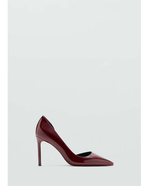 Mango White Asymmetrical Patent Leather Court Shoes