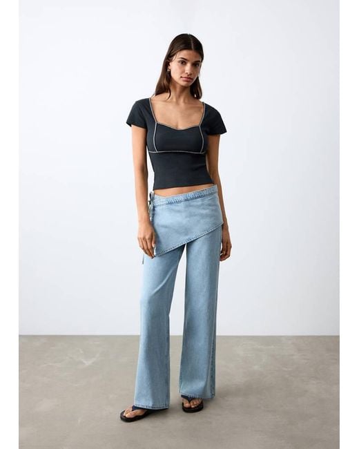 MANGO TEEN Blue Seam Detail T-Shirt