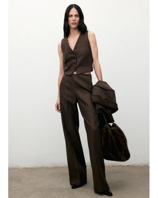 Mango Brown Speckled Wool Waistcoat