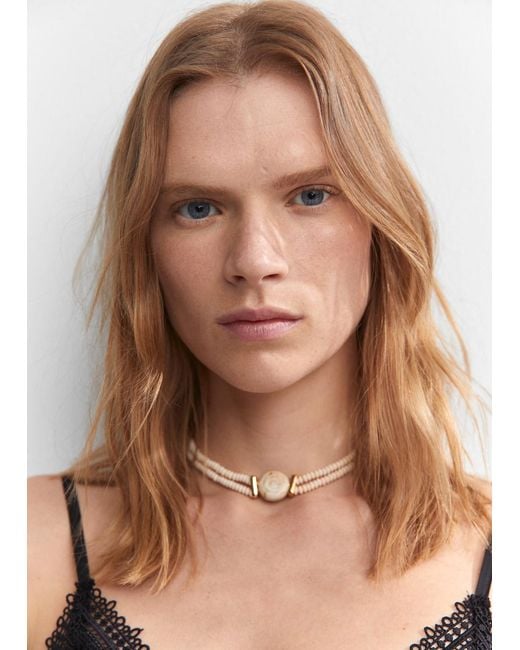 Mango Brown Shell Pendant Pearl Necklace