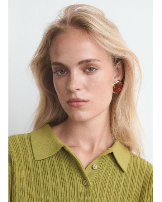 Orecchini Fiore Combinato Marrone di Mango in Green