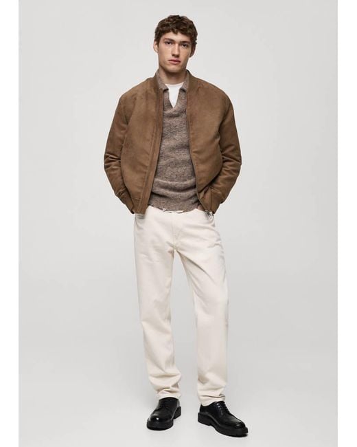 Mango Natural Suede-Effect Bomber Jacket for men